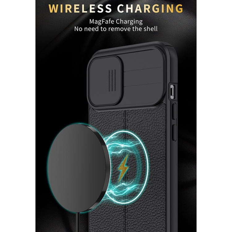 Litchi Texture Sliding Camshield TPU Protective Case For iPhone 13 Pro Max(Dark Green)