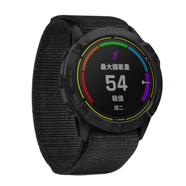 For Garmin Fenix 6 22mm Knitted Nylon Loop Watch Band(Black)
