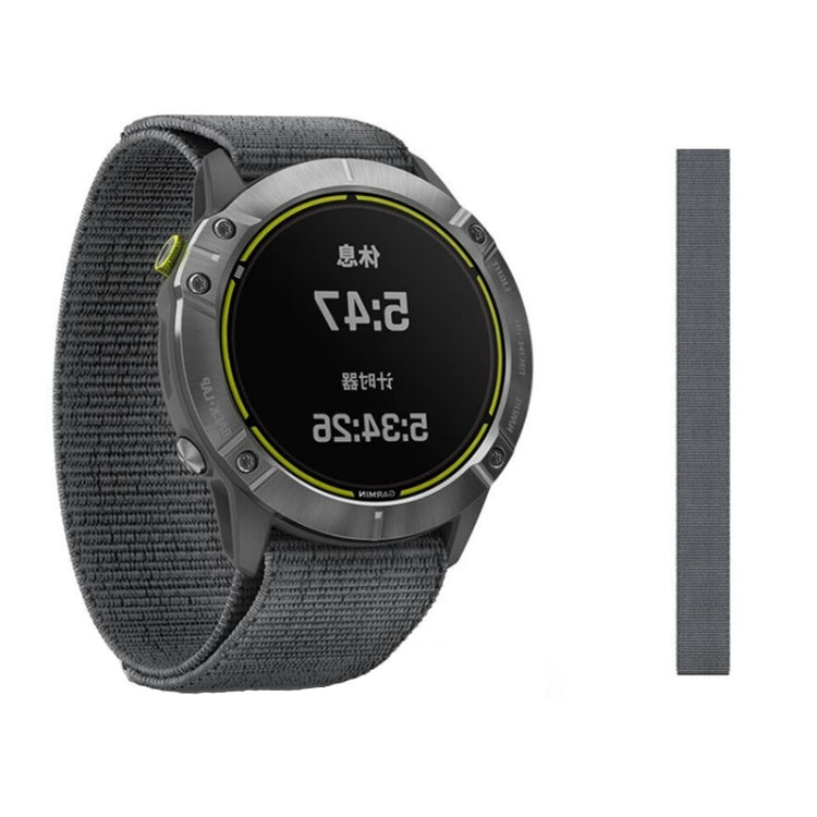 For Garmin Fenix 6 22mm Knitted Nylon Loop Watch Band(Grey)