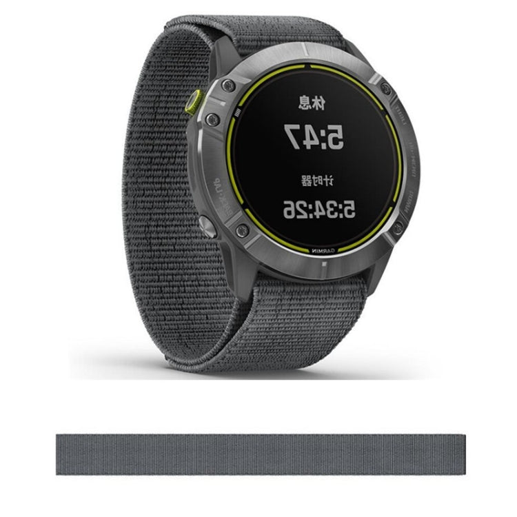 For Garmin Fenix 6 22mm Knitted Nylon Loop Watch Band(Grey)