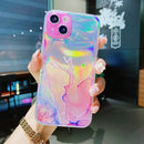 Laser Marble Pattern Clear TPU Shockproof Protective Case For iPhone 13(Pink)
