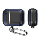 Wireless Earphones Shockproof TPU + PC Protective Case with Carabiner For AirPods 1 / 2(Blue+Black)