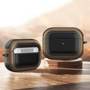 Wireless Earphones Shockproof TPU + PC Protective Case with Carabiner For AirPods Pro(Black+Brown)