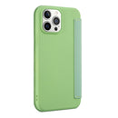 Skin Feel Horizontal Flip PU Leather Case with Holder & Card Slot For iPhone 13 Pro(Tea Green)