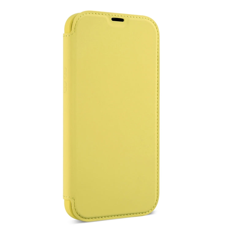 Skin Feel Horizontal Flip PU Leather Case with Holder & Card Slot For iPhone 13 Pro(Yellow)