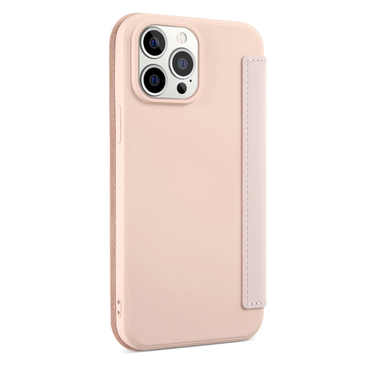 Skin Feel Horizontal Flip PU Leather Case with Holder & Card Slot For iPhone 13 Pro(Pink)