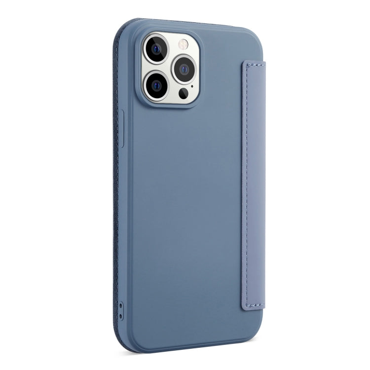 Skin Feel Horizontal Flip PU Leather Case with Holder & Card Slot For iPhone 13 Pro(Lavender Grey)