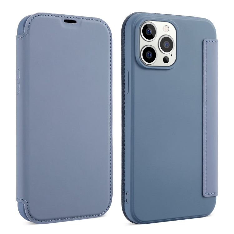 Skin Feel Horizontal Flip PU Leather Case with Holder & Card Slot For iPhone 13 Pro(Lavender Grey)