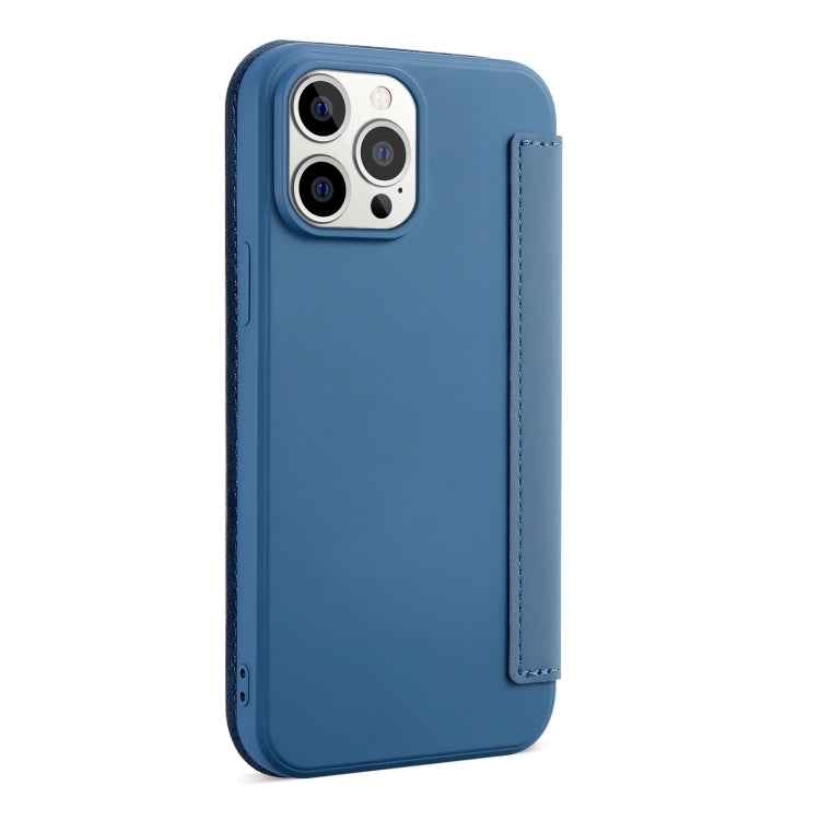 Skin Feel Horizontal Flip PU Leather Case with Holder & Card Slot For iPhone 13 Pro(Smoky Blue)