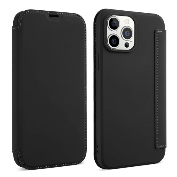 Skin Feel Horizontal Flip PU Leather Case with Holder & Card Slot For iPhone 13 Pro(Black)