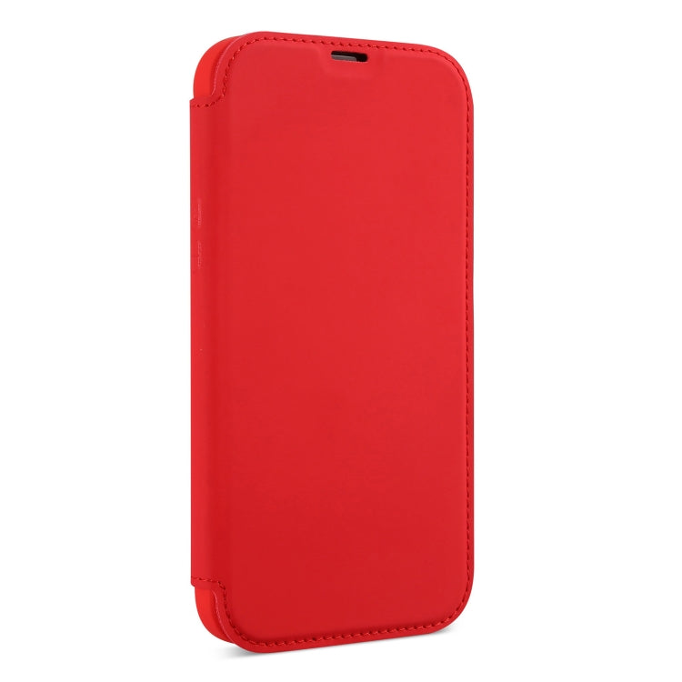 Skin Feel Horizontal Flip PU Leather Case with Holder & Card Slot For iPhone 13 Pro(Red)