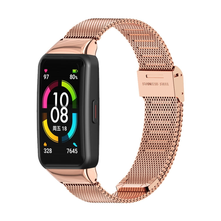 For Huawei Band 6 / Honor Band 6 MIJOBS Milan Stainless Steel Watch Band(Rose Gold)