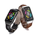 For Huawei Band 6 / Honor Band 6 MIJOBS Cowhide Leather Watch Band(Bamboo Joint Coffee Black)