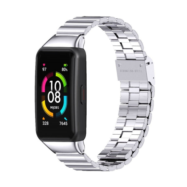 For Huawei Band 6 / Honor Band 6 MIJOBS Bamboo Joint Stainless Steel Metal Buckle Watch Band(Silver)