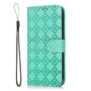 For Samsung Galaxy A30s EU Version Embossed Big Small Concentric Squares Pattern Horizontal Flip Leather Case with Card Slot & Holder & Wallet(Green)