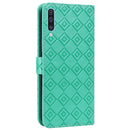 For Samsung Galaxy A30s EU Version Embossed Big Small Concentric Squares Pattern Horizontal Flip Leather Case with Card Slot & Holder & Wallet(Green)