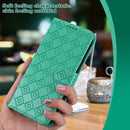 For Samsung Galaxy A30s EU Version Embossed Big Small Concentric Squares Pattern Horizontal Flip Leather Case with Card Slot & Holder & Wallet(Green)