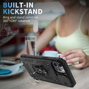 Sliding Camera Cover Design TPU + PC Protective Case with 360 Degree Rotating Holder & Card Slot For iPhone 12 / 12 Pro(Black+Black)