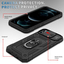 Sliding Camera Cover Design TPU + PC Protective Case with 360 Degree Rotating Holder & Card Slot For iPhone 12 / 12 Pro(Black+Black)