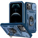 Sliding Camera Cover Design TPU + PC Protective Case with 360 Degree Rotating Holder & Card Slot For iPhone 12 Pro Max(Blue+Blue)