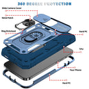 Sliding Camera Cover Design TPU + PC Protective Case with 360 Degree Rotating Holder & Card Slot For iPhone 12 Pro Max(Blue+Blue)