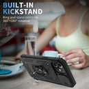 Sliding Camera Cover Design TPU + PC Protective Case with 360 Degree Rotating Holder & Card Slot For iPhone 11(Black+Black)
