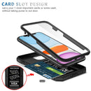 Sliding Camera Cover Design TPU + PC Protective Case with 360 Degree Rotating Holder & Card Slot For iPhone 11(Black+Black)