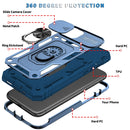 For iPhone 11 Pro Max Sliding Camera Cover Design TPU + PC Protective Case with 360 Degree Rotating Holder & Card Slot (Blue+Blue)