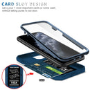 For iPhone 11 Pro Max Sliding Camera Cover Design TPU + PC Protective Case with 360 Degree Rotating Holder & Card Slot (Blue+Blue)