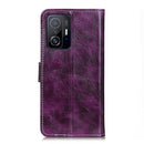 For Xiaomi Mi 11T / 11T Pro Retro Crazy Horse Texture Horizontal Flip Leather Case with Holder & Card Slots & Photo Frame & Wallet(Purple)