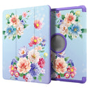 For iPad 10.2 2021 / 2020 / 2019 Painted Pattern Shockproof Horizontal Flip TPU + PU Leather Case with 3-folding Holder & Pen Slot(GWL10046 Flower)