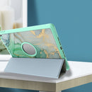 For iPad 10.2 2021 / 2020 / 2019 Painted Pattern Shockproof Horizontal Flip TPU + PU Leather Case with 3-folding Holder & Pen Slot(GWL10048 Marble)