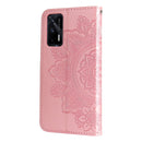 For OPPO Realme GT Master / Realme Q3 Pro 7-petal Flowers Embossing Pattern Horizontal Flip PU Leather Case with Holder & Card Slots & Wallet & Photo Frame(Rose Gold)