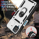 For Samsung Galaxy A12 Sliding Camera Cover Design TPU + PC Protective Case with 360 Degree Rotating Holder & Card Slot(White+Black)