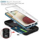 For Samsung Galaxy A12 Sliding Camera Cover Design TPU + PC Protective Case with 360 Degree Rotating Holder & Card Slot(White+Black)