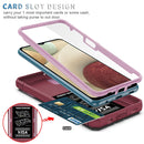 For Samsung Galaxy A12 Sliding Camera Cover Design TPU + PC Protective Case with 360 Degree Rotating Holder & Card Slot(Pink+Dark Red)