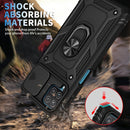 For Samsung Galaxy A12 Sliding Camera Cover Design TPU + PC Protective Case with 360 Degree Rotating Holder & Card Slot(Black+Black)