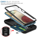 For Samsung Galaxy A12 Sliding Camera Cover Design TPU + PC Protective Case with 360 Degree Rotating Holder & Card Slot(Black+Black)