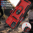 For Samsung Galaxy A12 Sliding Camera Cover Design TPU + PC Protective Case with 360 Degree Rotating Holder & Card Slot(Red+Black)