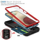 For Samsung Galaxy A12 Sliding Camera Cover Design TPU + PC Protective Case with 360 Degree Rotating Holder & Card Slot(Red+Black)