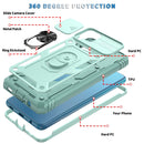For Samsung Galaxy A12 Sliding Camera Cover Design TPU + PC Protective Case with 360 Degree Rotating Holder & Card Slot(Grey Green+Grey Green)