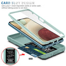For Samsung Galaxy A12 Sliding Camera Cover Design TPU + PC Protective Case with 360 Degree Rotating Holder & Card Slot(Grey Green+Grey Green)