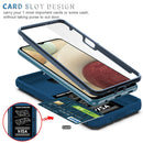 For Samsung Galaxy A12 Sliding Camera Cover Design TPU + PC Protective Case with 360 Degree Rotating Holder & Card Slot(Blue+Blue)