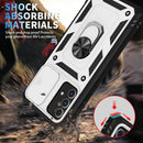 For Samsung Galaxy A52 Sliding Camera Cover Design TPU + PC Protective Case with 360 Degree Rotating Holder & Card Slot(White+Black)