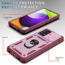 For Samsung Galaxy A52 Sliding Camera Cover Design TPU + PC Protective Case with 360 Degree Rotating Holder & Card Slot(Pink+Dark Red)