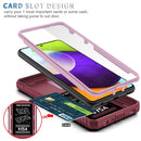 For Samsung Galaxy A52 Sliding Camera Cover Design TPU + PC Protective Case with 360 Degree Rotating Holder & Card Slot(Pink+Dark Red)