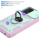 For Samsung Galaxy A52 Sliding Camera Cover Design TPU + PC Protective Case with 360 Degree Rotating Holder & Card Slot(Pink+Green)