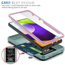 For Samsung Galaxy A52 Sliding Camera Cover Design TPU + PC Protective Case with 360 Degree Rotating Holder & Card Slot(Pink+Green)