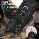 For Samsung Galaxy A52 Sliding Camera Cover Design TPU + PC Protective Case with 360 Degree Rotating Holder & Card Slot(Black+Black)