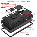 For Samsung Galaxy A52 Sliding Camera Cover Design TPU + PC Protective Case with 360 Degree Rotating Holder & Card Slot(Black+Black)